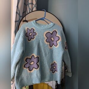 American Eagle Outfitters Blue Floral Sweater